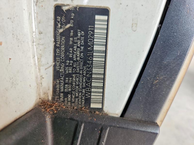 Aukcja sprzedaży 2001 Bmw Z3, vin: WBACN33461LM02911, numer aukcji: 85615275