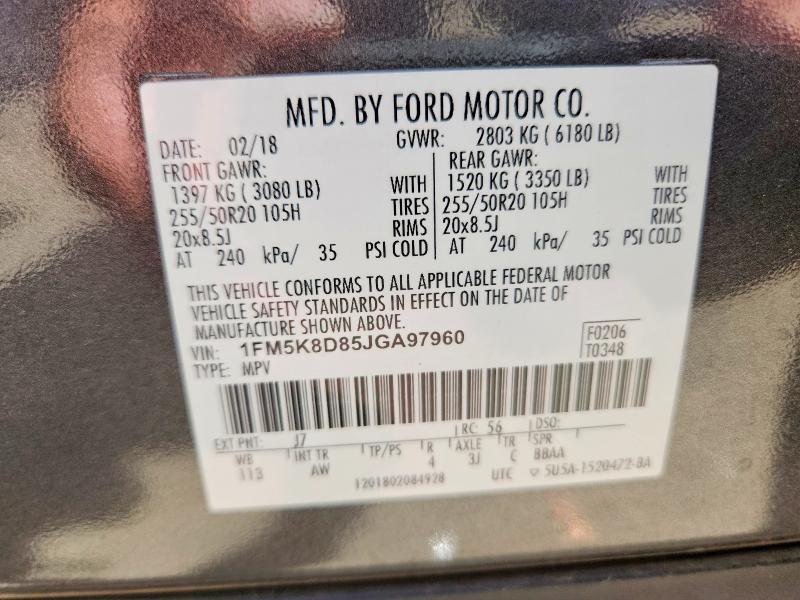 Продажа на аукционе авто 2018 Ford Explorer, vin: 1FM5K8D85JGA97960, номер лота: 57431446