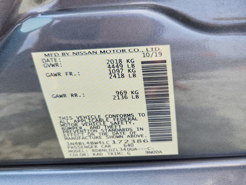 Aukcja sprzedaży 2020 Nissan Altima, vin: 1N4BL4BW4LC172386, numer aukcji: 56774306