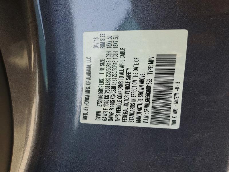 Aukcja sprzedaży 2019 Honda Odyssey, vin: 5FNRL6H56KB001692, numer aukcji: 59101406