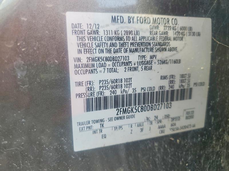 Aukcja sprzedaży 2013 Ford Flex, vin: 2FMGK5C80DBD27103, numer aukcji: 54810826