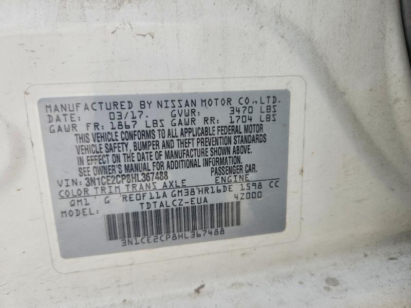 Aukcja sprzedaży 2017 Nissan Versa Note, vin: 3N1CE2CP8HL367488, numer aukcji: 58448016