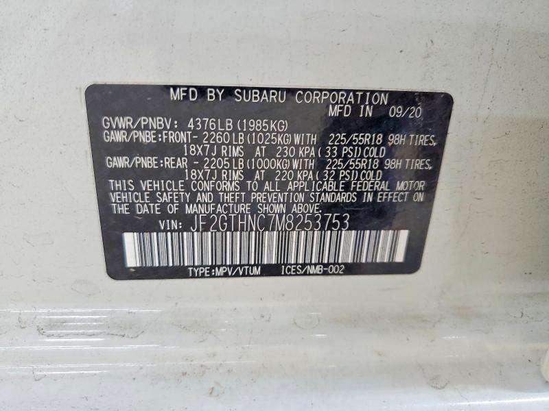Продаж на аукціоні авто 2021 Subaru Crosstrek, vin: JF2GTHNC7M8253753, номер лоту: 58346696