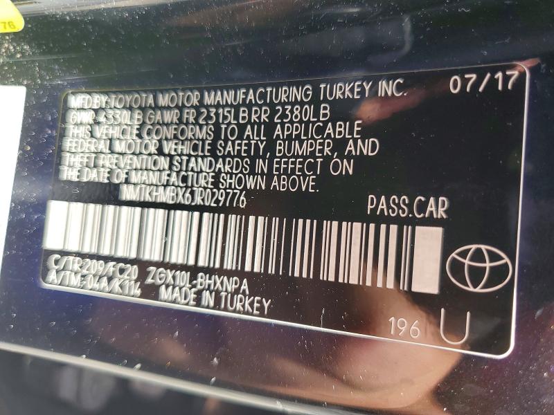57940676 :رقم المزاد ، NMTKHMBX6JR029776 vin ، 2018 Toyota C-hr مزاد بيع