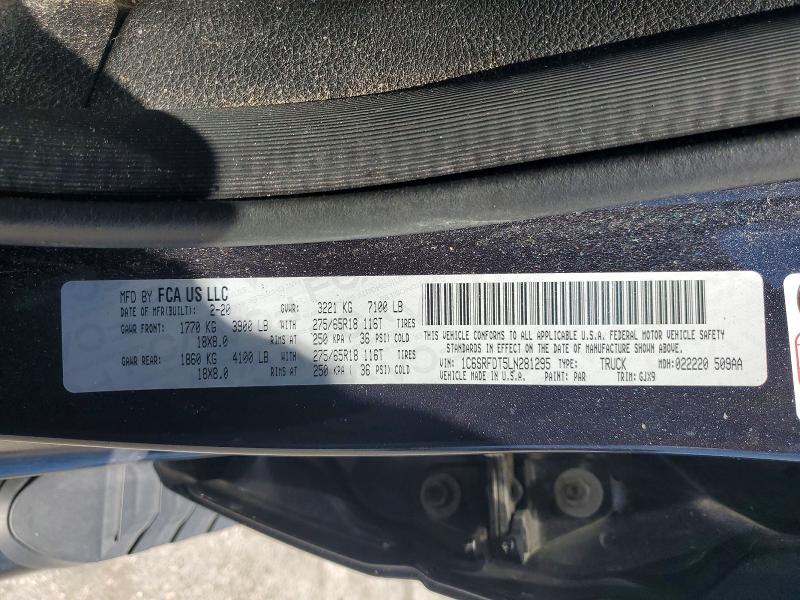 Продаж на аукціоні авто 2020 Ram 1500, vin: 1C6SRFDT5LN281295, номер лоту: 51913736