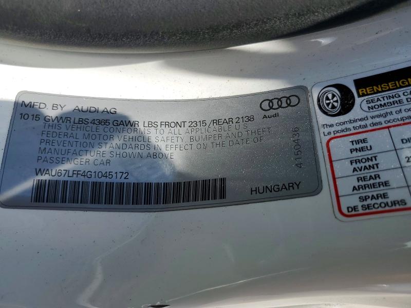 Auction sale of the 2016 Audi A3, vin: WAU67LFF4G1045172, lot number: 56326766