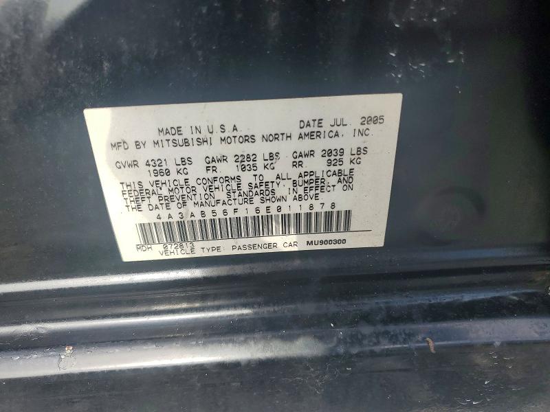Продаж на аукціоні авто 2006 Mitsubishi Galant, vin: 4A3AB56F16E011878, номер лоту: 57209326