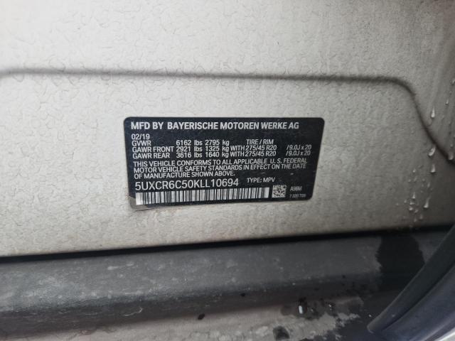57370926 :رقم المزاد ، 5UXCR6C50KLL10694 vin ، 2019 Bmw X5 مزاد بيع