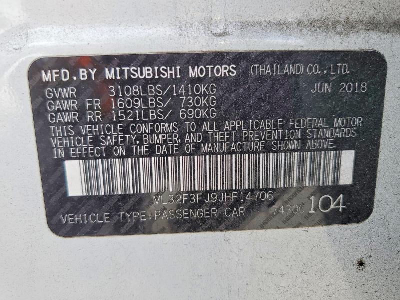 Продаж на аукціоні авто 2018 Mitsubishi Mirage, vin: ML32F3FJ9JHF14706, номер лоту: 55740096