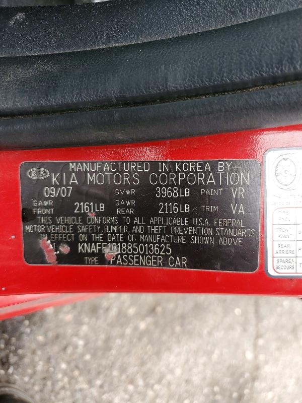 Aukcja sprzedaży 2008 Kia Spectra5, vin: KNAFE161885013625, numer aukcji: 58478626