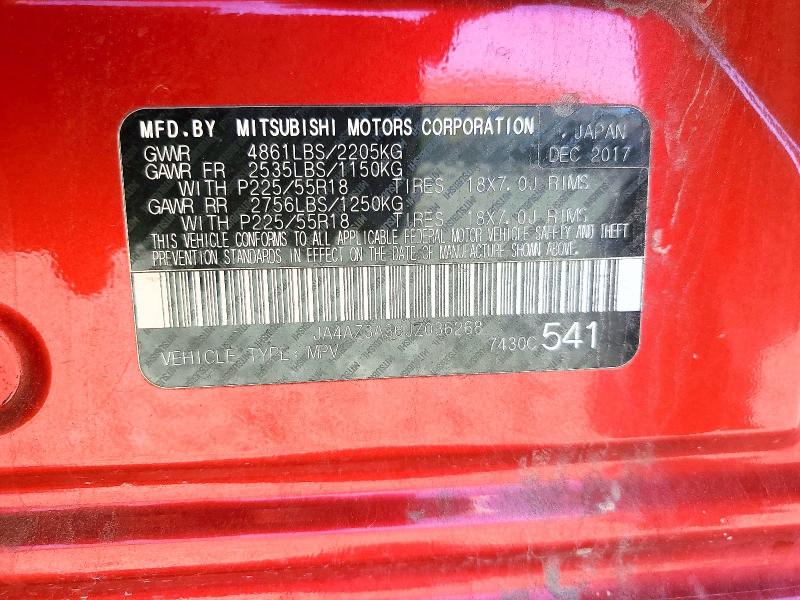 Продажа на аукционе авто 2018 Mitsubishi Outlander, vin: JA4AZ3A36JZ036268, номер лота: 58765066