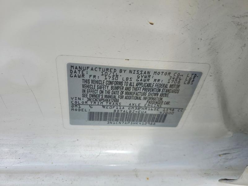 56872166 :رقم المزاد ، 3N1CN7AP5HK412988 vin ، 2017 Nissan Versa مزاد بيع
