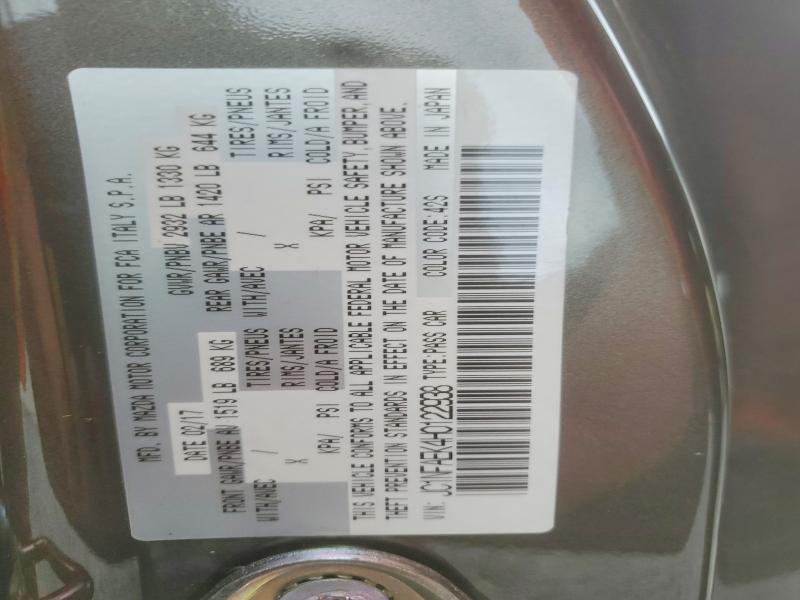 Aukcja sprzedaży 2017 Fiat 124 Spider, vin: JC1NFAEK4H0122938, numer aukcji: 56877196