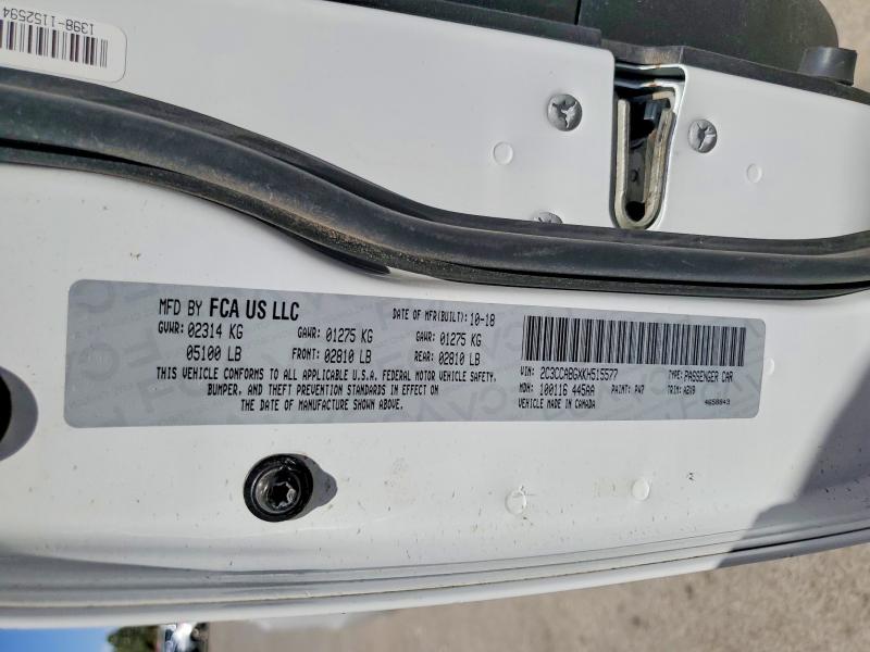 Продаж на аукціоні авто 2019 Chrysler 300, vin: 2C3CCABGXKH515577, номер лоту: 56549486