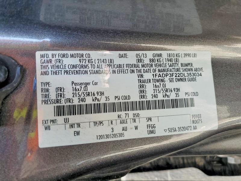 Продаж на аукціоні авто 2013 Ford Focus, vin: 1FADP3F22DL353034, номер лоту: 56993466