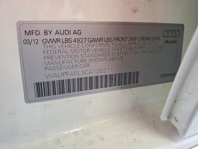 Aukcja sprzedaży 2012 Audi A4, vin: WAUFFAFL3CA120211, numer aukcji: 59114776