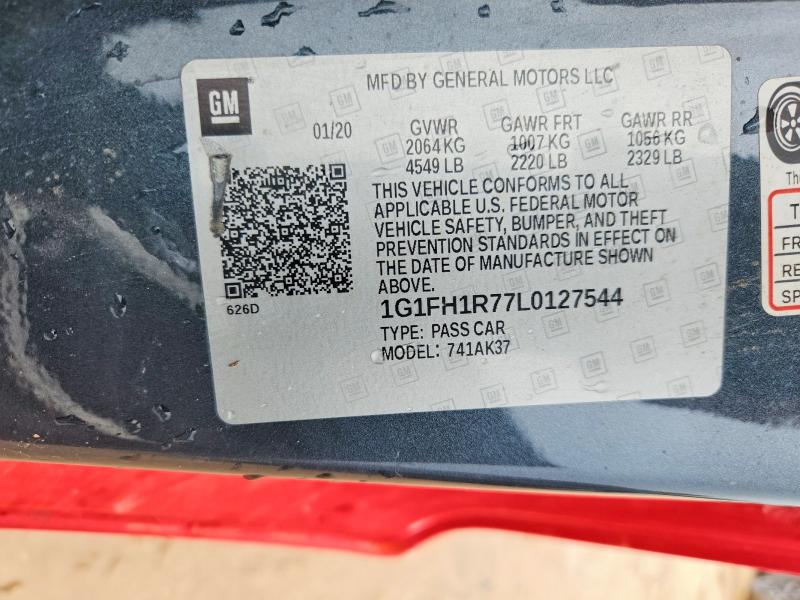 Продаж на аукціоні авто 2020 Chevrolet Camaro, vin: 1G1FH1R77L0127544, номер лоту: 57168986