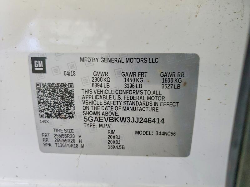 Aukcja sprzedaży 2018 Buick Enclave, vin: 5GAEVBKW3JJ246414, numer aukcji: 56256816
