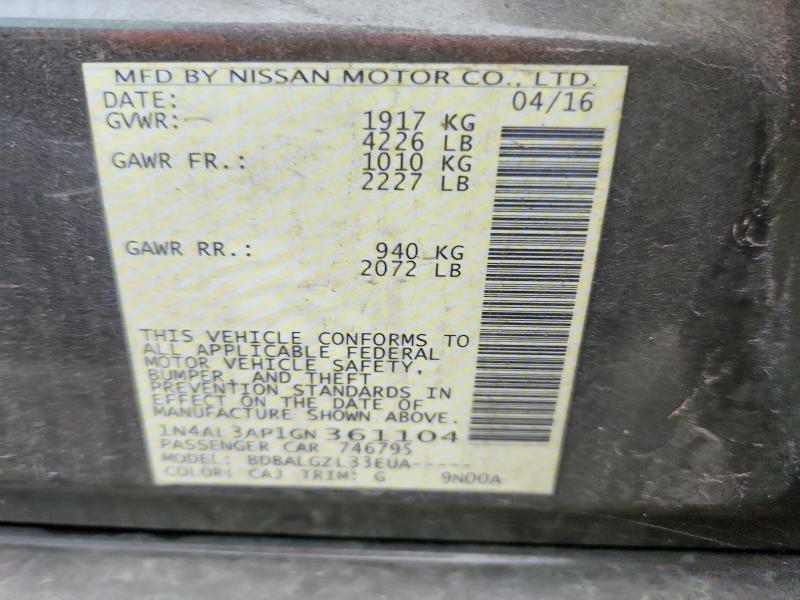 Aukcja sprzedaży 2016 Nissan Altima, vin: 1N4AL3AP1GN361104, numer aukcji: 55865346