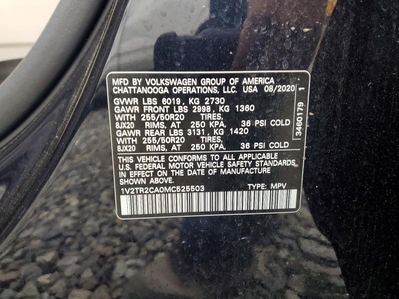 2021 Volkswagen Atlas მანქანა იყიდება აუქციონზე, vin: 1V2TR2CA0MC525503, აუქციონის ნომერი: 55177496