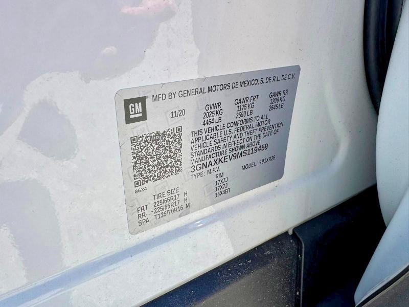 57971546 :رقم المزاد ، 3GNAXKEV9MS119459 vin ، 2021 Chevrolet Equinox مزاد بيع