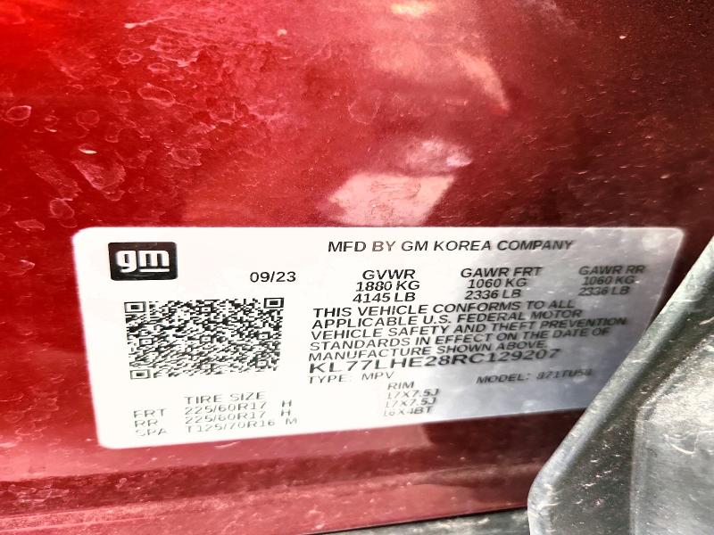 58810886 :رقم المزاد ، KL77LHE28RC129207 vin ، 2024 Chevrolet Trax مزاد بيع
