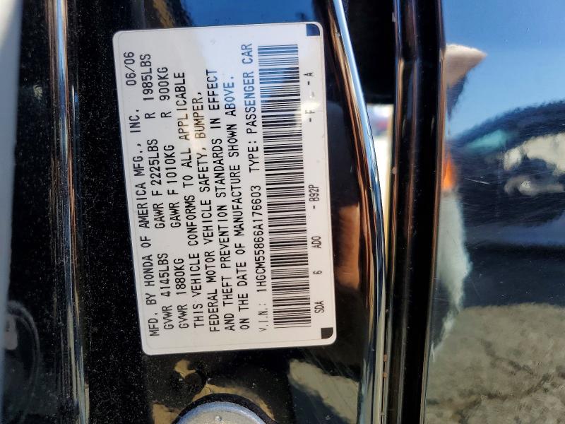 Продажа на аукционе авто 2006 Honda Accord, vin: 1HGCM55866A176603, номер лота: 53666186