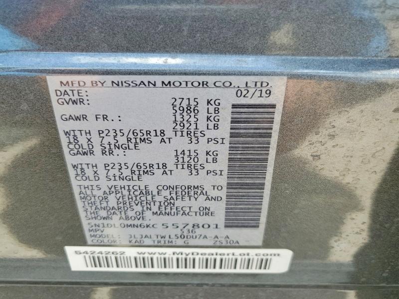 Продаж на аукціоні авто 2019 Infiniti Qx60, vin: 5N1DL0MN6KC557801, номер лоту: 56898086