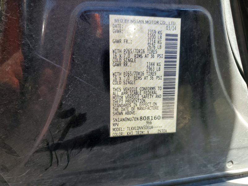 56723096 :رقم المزاد ، 5N1AN0NU7EN808160 vin ، 2014 Nissan Xterra مزاد بيع