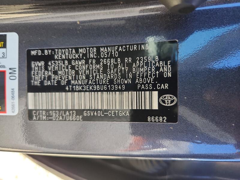 58414916 :رقم المزاد ، 4T1BK3EK9BU613949 vin ، 2011 Toyota Camry مزاد بيع