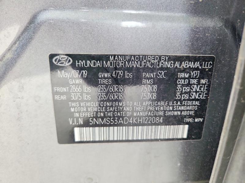 Aukcja sprzedaży 2019 Hyundai Santa Fe, vin: 5NMS53AD4KH122084, numer aukcji: 54288286