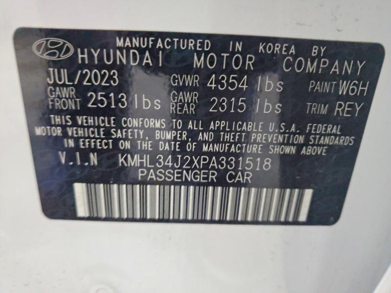 58962316 :رقم المزاد ، KMHL34J2XPA331518 vin ، 2023 Hyundai Sonata مزاد بيع