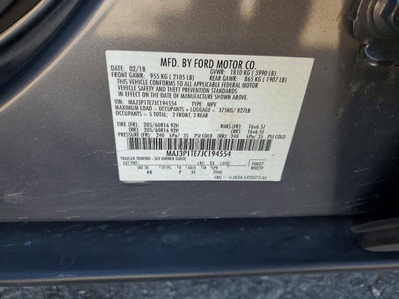 Продаж на аукціоні авто 2018 Ford Ecosport, vin: MAJ3P1TE7JC194554, номер лоту: 58902376