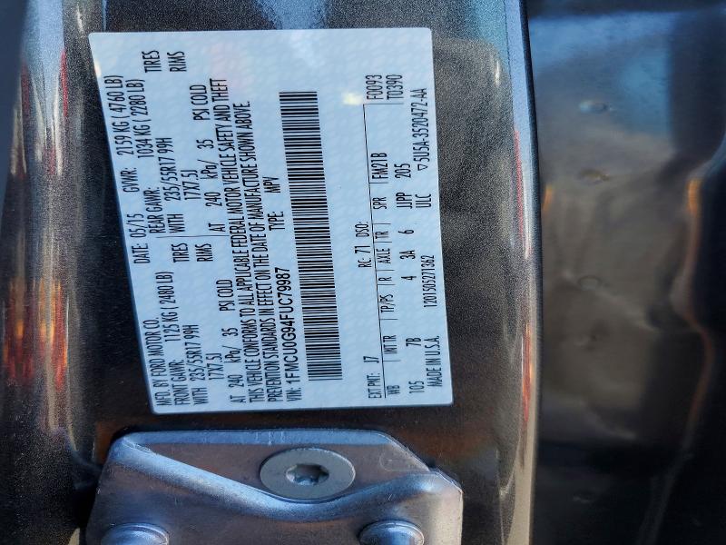 Продаж на аукціоні авто 2015 Ford Escape, vin: 1FMCU0G94FUC79987, номер лоту: 58842836