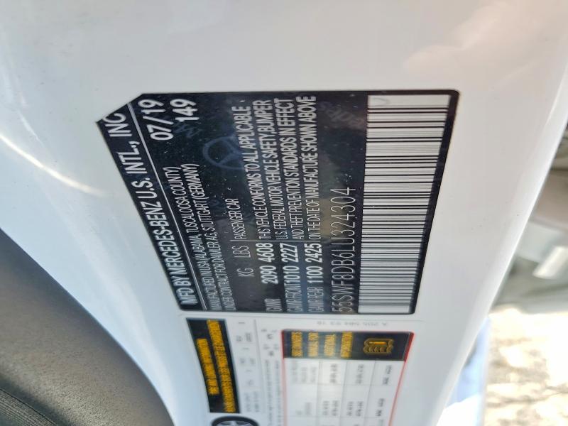 57260556 :رقم المزاد ، 55SWF8DB6LU324304 vin ، 2020 Mercedes-benz C مزاد بيع