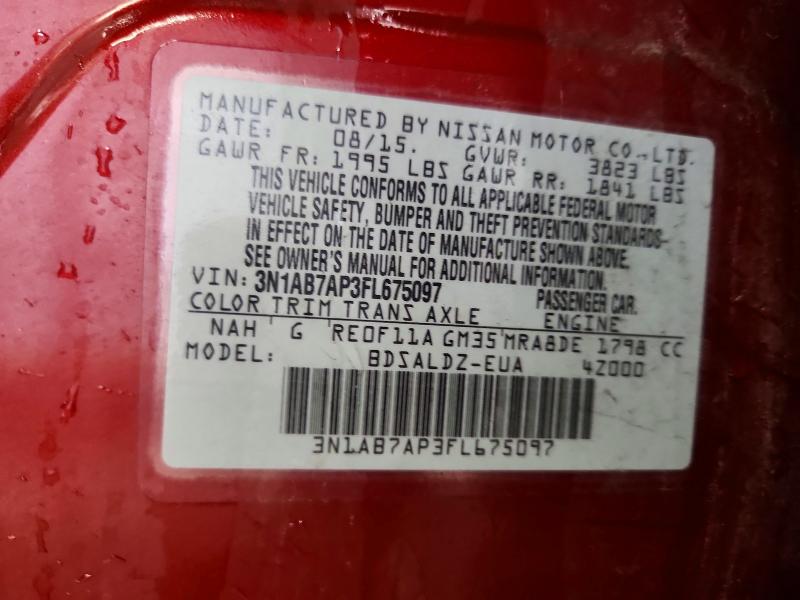 Aukcja sprzedaży 2015 Nissan Sentra, vin: 3N1AB7AP3FL675097, numer aukcji: 57730826