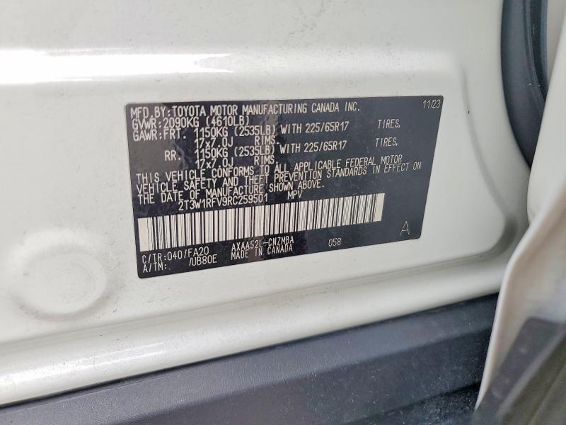 54760176 :رقم المزاد ، 2T3W1RFV9RC259501 vin ، 2024 Toyota Rav4 مزاد بيع