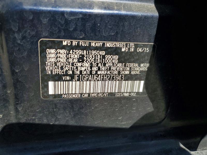 Aukcja sprzedaży 2015 Subaru Impreza, vin: JF1GPAU64FH273943, numer aukcji: 55378536