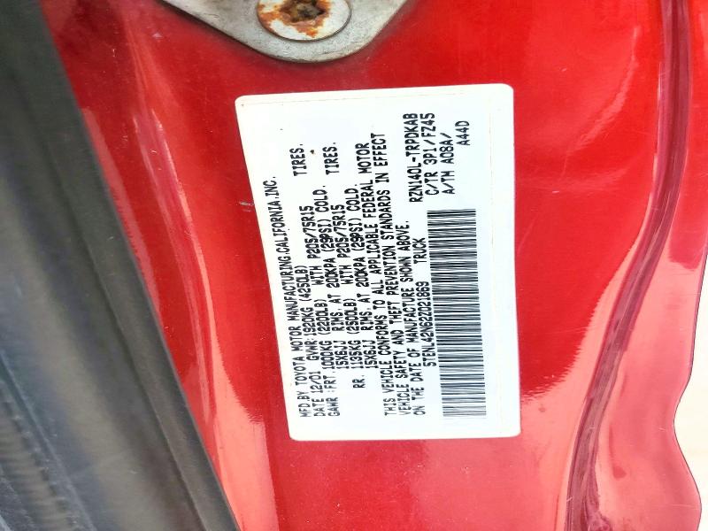 2002 Toyota Tacoma მანქანა იყიდება აუქციონზე, vin: 5TENL42N62Z021869, აუქციონის ნომერი: 56995496