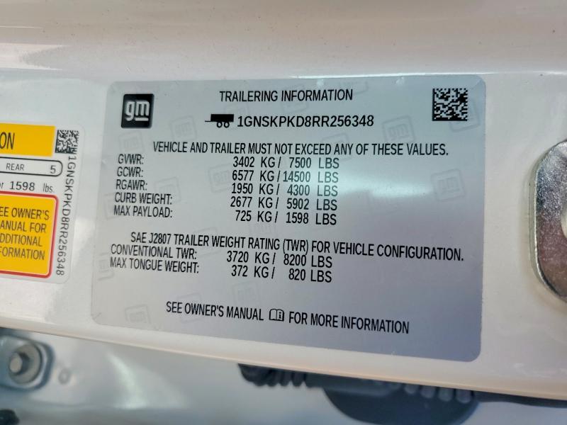 Продаж на аукціоні авто 2024 Chevrolet Tahoe, vin: 1GNSKPKD8RR256348, номер лоту: 58913966