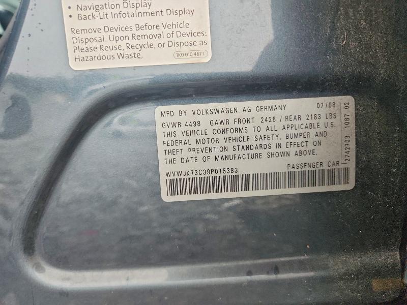 55509876 :رقم المزاد ، WVWJK73C39P015383 vin ، 2009 Volkswagen Passat مزاد بيع
