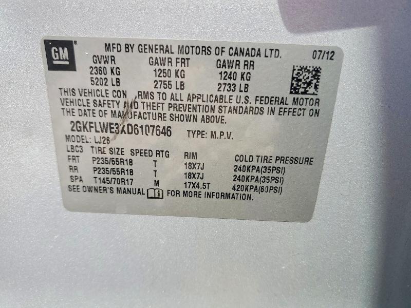 Продажа на аукционе авто 2013 Gmc Terrain, vin: 2GKFLWE3XD6107646, номер лота: 57376286