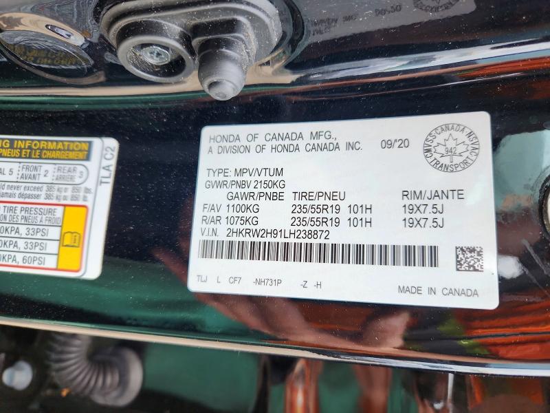 Продаж на аукціоні авто 2020 Honda Cr-v, vin: 2HKRW2H91LH238872, номер лоту: 58229636