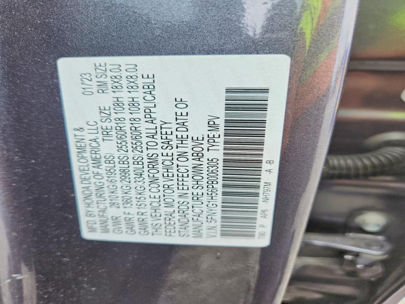 2023 Honda Pilot მანქანა იყიდება აუქციონზე, vin: 5FNYG1H56PB006305, აუქციონის ნომერი: 55644786