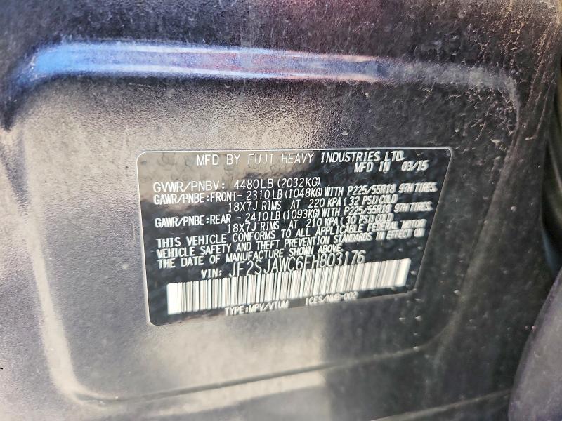 Aukcja sprzedaży 2015 Subaru Forester, vin: JF2SJAWC6FH803176, numer aukcji: 58240116