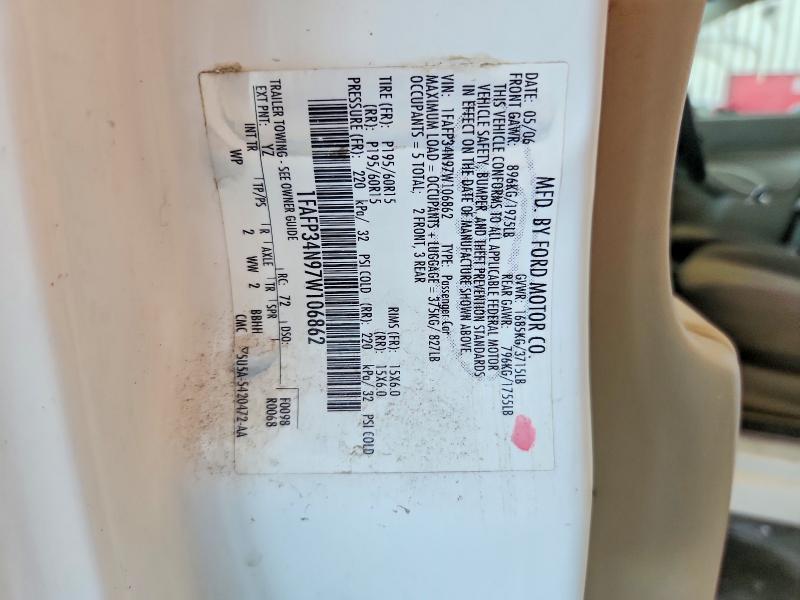 2007 Ford Focus მანქანა იყიდება აუქციონზე, vin: 1FAFP34N97W106862, აუქციონის ნომერი: 56862076