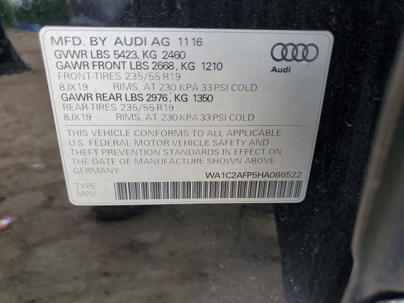 Aukcja sprzedaży 2017 Audi Q5, vin: WA1C2AFP5HA086522, numer aukcji: 57951536