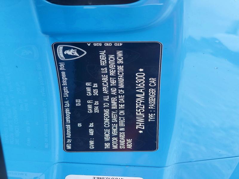Aukcja sprzedaży 2021 Lamborghini Huracan, vin: ZHWUF5ZF9MLA16300, numer aukcji: 58683076