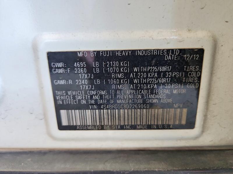 57267546 :رقم المزاد ، 4S4BRDSC8D2269060 vin ، 2013 Subaru Outback مزاد بيع