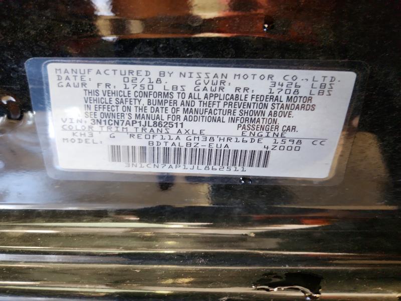 Продажа на аукционе авто 2018 Nissan Versa, vin: 3N1CN7AP1JL862511, номер лота: 56091626